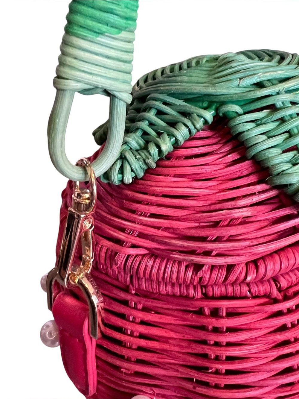 Kate Spade x Target NWT Pearl Embellished Wicker Strawberry Bag Basket Bucket - Picture 6 of 12